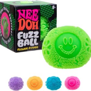 Schylling NeeDoh Fuzz Ball - Sensory Toy with a Velvet Texture and Soft Cloud Squish - Wavy Pattern You Can See and Feel - Ages 3 and Up - Color May Vary; One Per Pack (Flower Power)